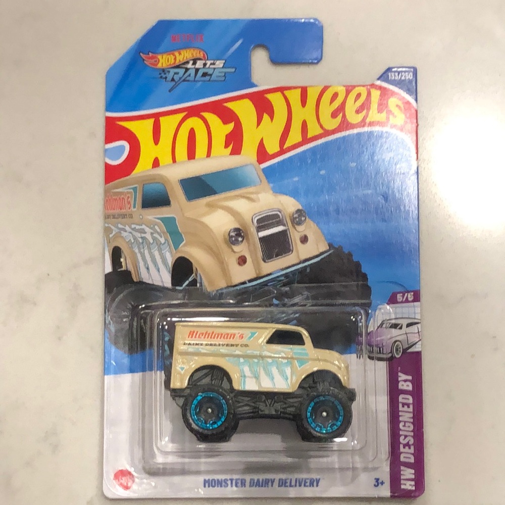 Monster Dairy Delivery Toy Car - Cream and Blue